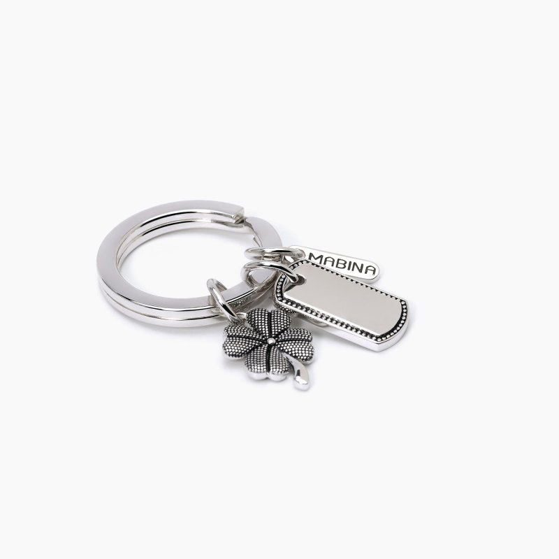 Mabina - Portachiavi Quadrifoglio - Argento 925 - Elegante