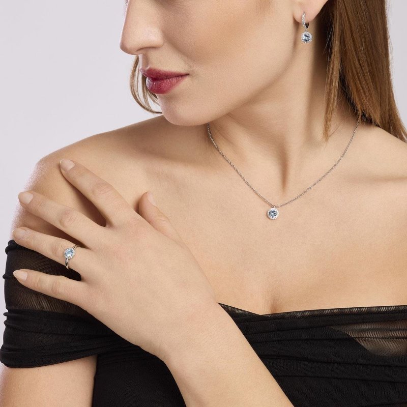Mabina - Orecchini Con Pendente Acquamarina Sintetica - Argento 925