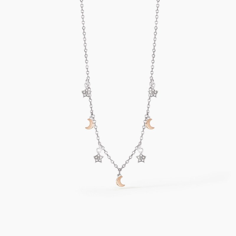 Mabina - Girocollo Moon-Light - Argento Bicolore - Zirconi
