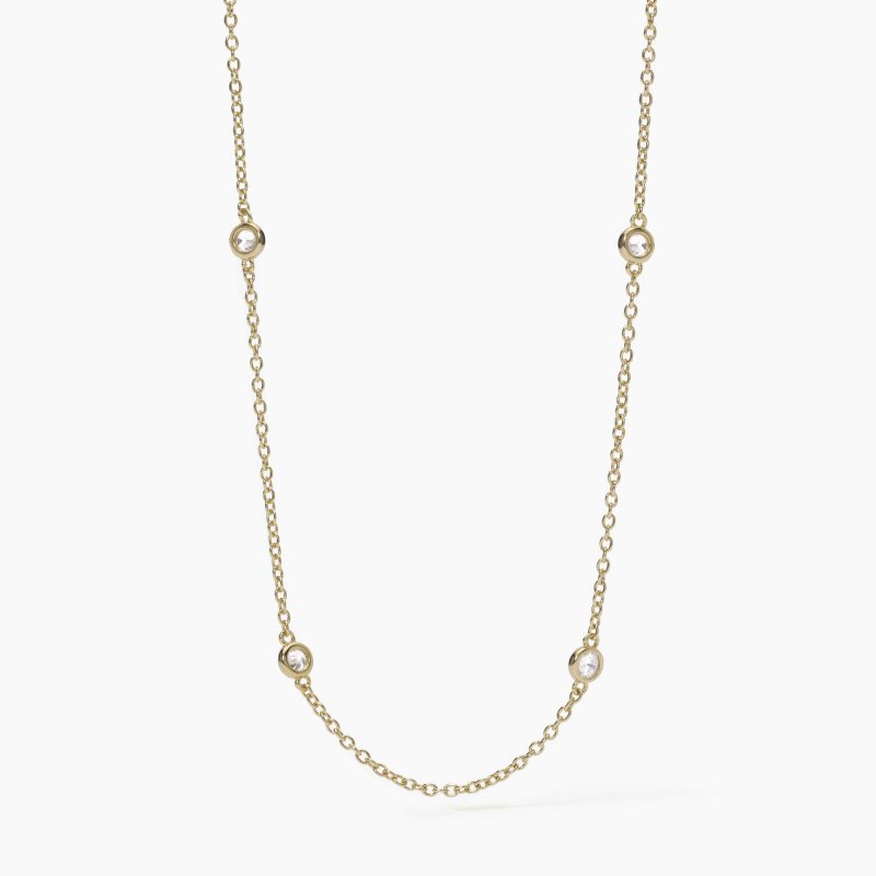 Mabina - Collana Sottile In Argento Dorato - Placcatura Oro - Zirconi