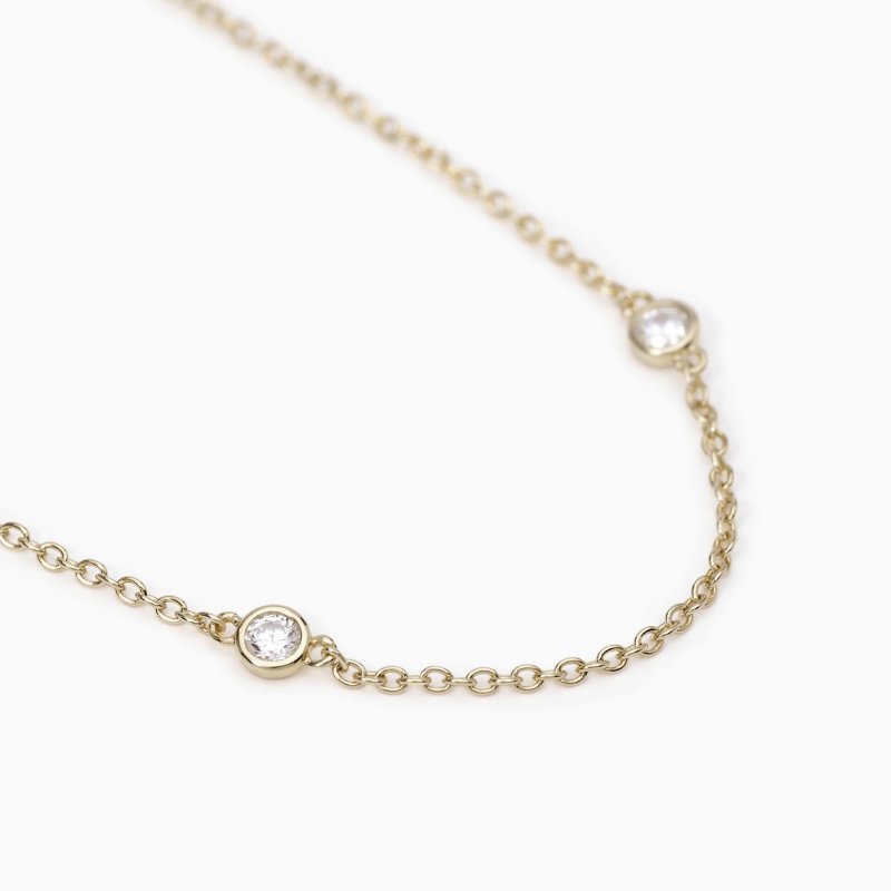 Mabina - Collana Sottile In Argento Dorato - Placcatura Oro - Zirconi