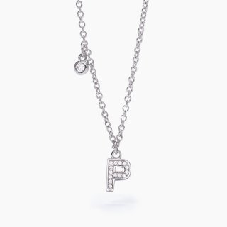 Mabina - Girocollo Lettera "P" - Argento - Zirconi
