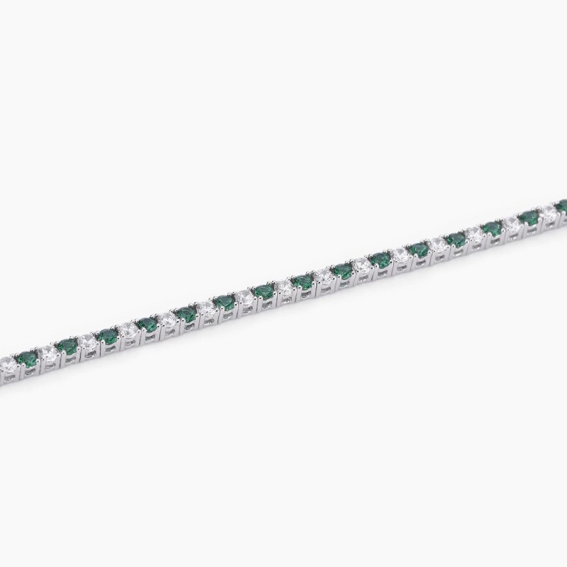Mabina - Bracciale Tennis Con Smeraldi Sintetici - Argento - Zirconi