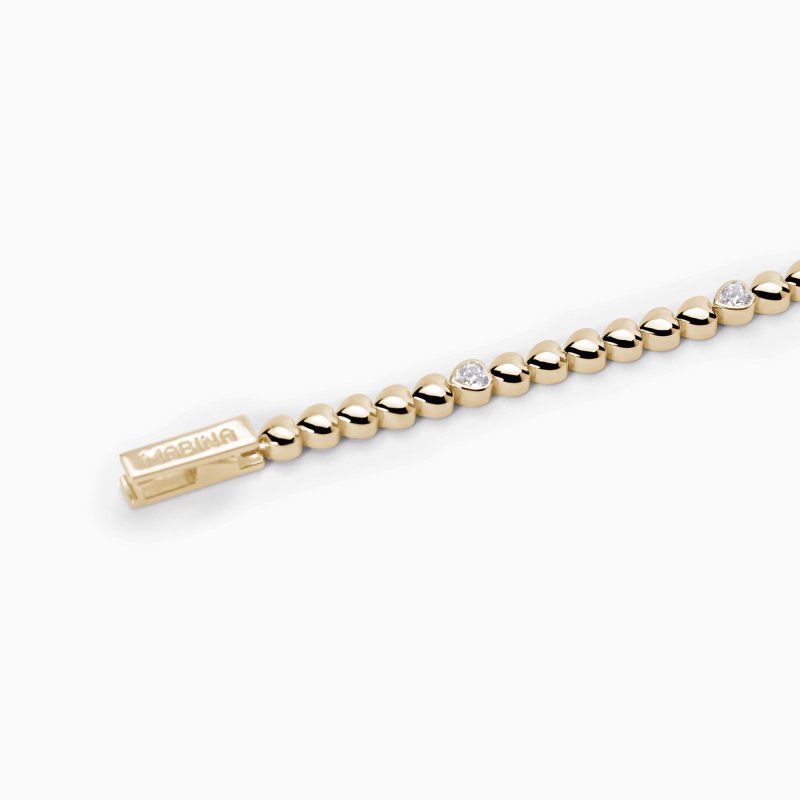 Mabina - Bracciale Argento Dorato - Cuori - Zirconi