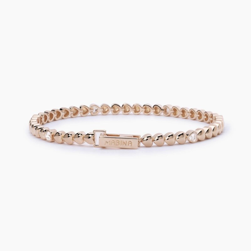 Mabina - Bracciale Argento Rosato - Cuori - 18K Oro Rosa