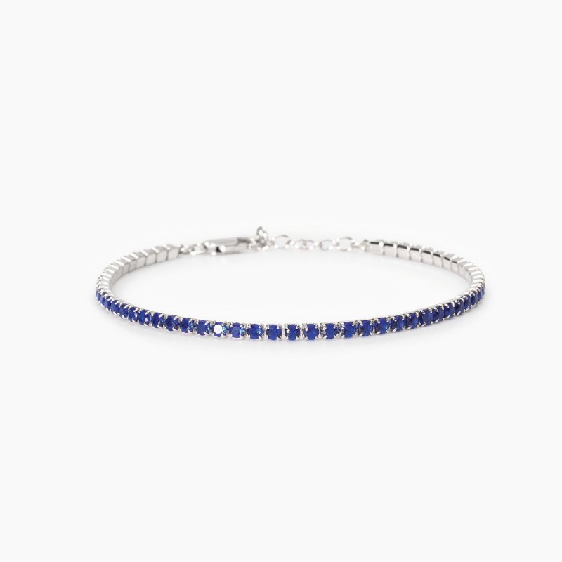 Mabina - Bracciale Tennis Uomo - Zaffiri Sintetici - Argento