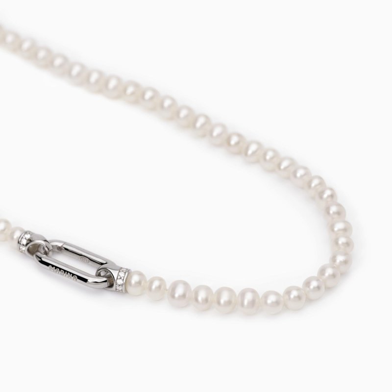 Mabina - Collana Lunga Con Perle Coltivate Elizabeth - Argento - Perle