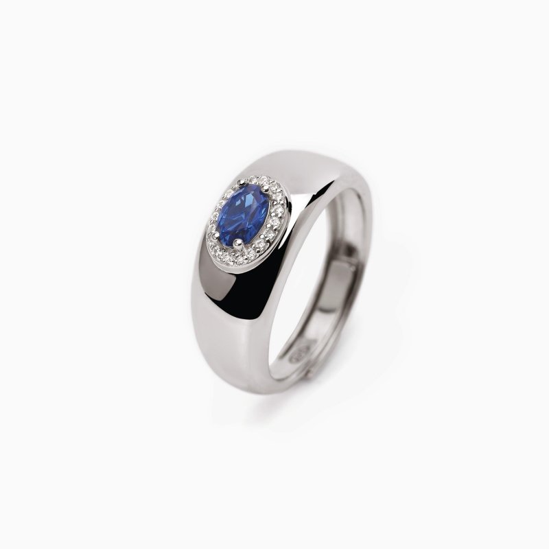 Mabina - Anello Con Zaffiro Sintetico - Argento - Zirconi