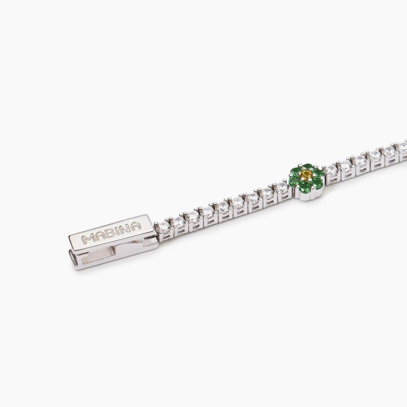 Mabina - Bracciale Tennis Con Elementi Fiore - Argento - Zirconi