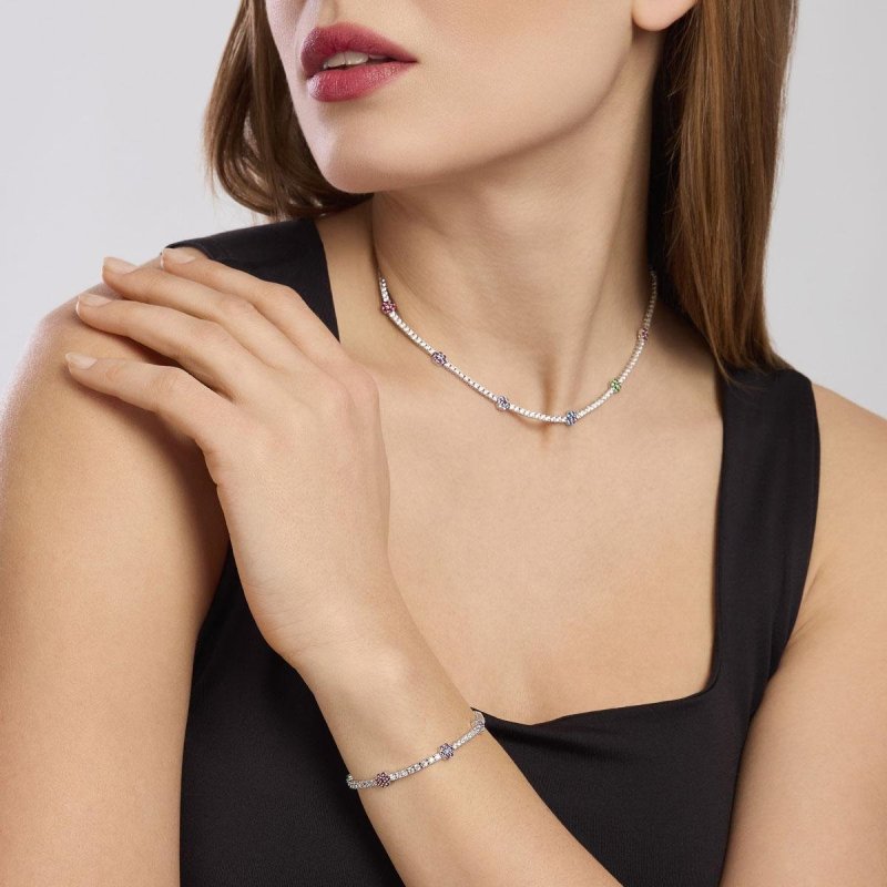Mabina - Bracciale Tennis Con Elementi Fiore - Argento - Zirconi