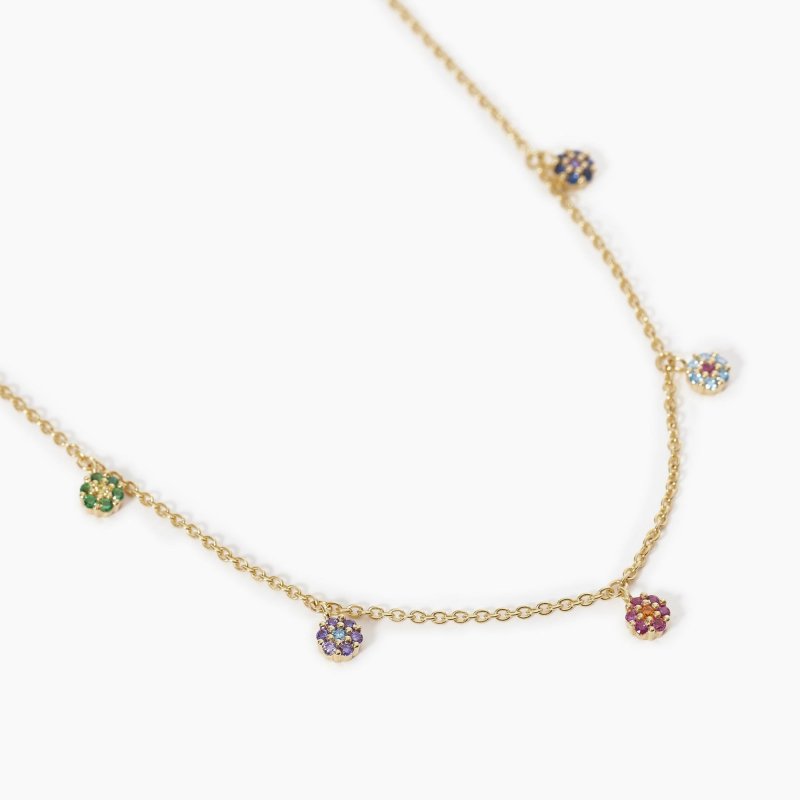 Mabina - Girocollo Dorato Ciondoli A Fiore - Multicolor