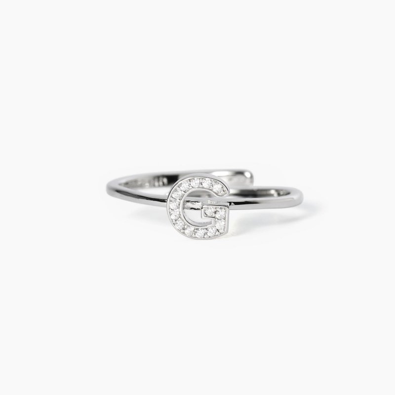 Mabina - Anello Regolabile Con Lettera G - Argento 925 - Zirconi