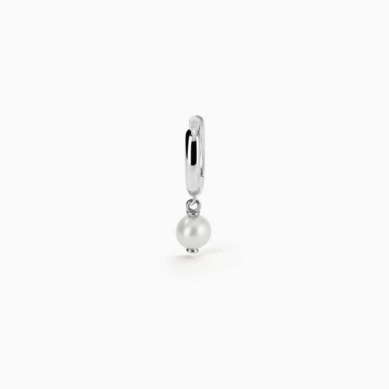 Mabina - Monorecchino A Cerchio Con Pendente - Perla Coltivata - Argento 925