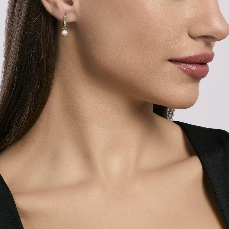 Mabina - Orecchini A Cerchio - Perle Coltivate - Argento