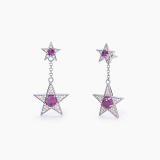 Mabina - Orecchini Stella Con Tormalina Sintetica - Argento - Zirconi