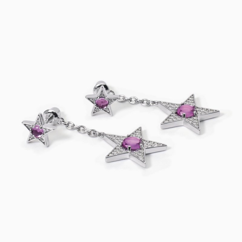 Mabina - Orecchini Stella Con Tormalina Sintetica - Argento - Zirconi