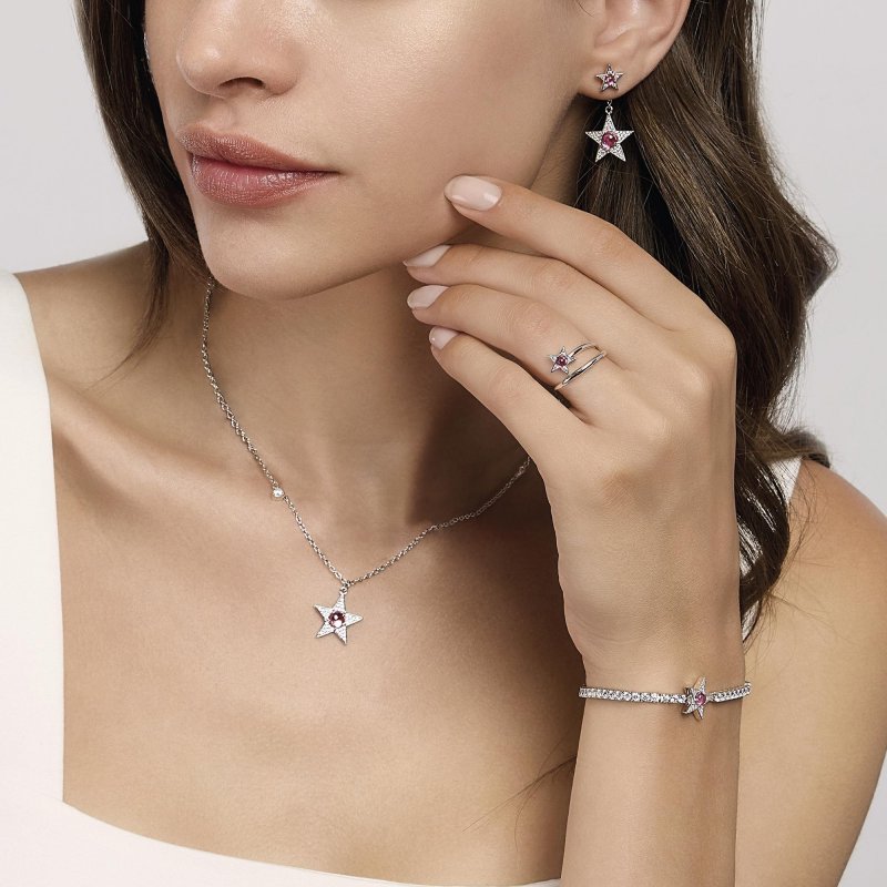 Mabina - Orecchini Stella Con Tormalina Sintetica - Argento - Zirconi