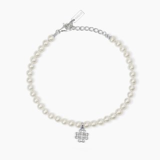 Mabina - Bracciale Con Perle Conchiglia - Quadrifoglio - Pavè