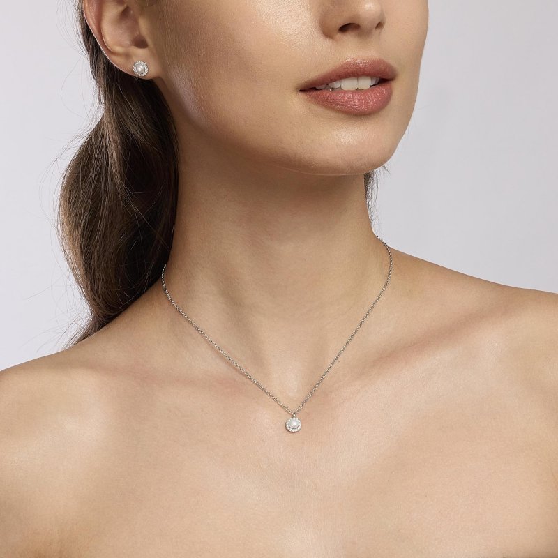 Mabina - Orecchini Lobo Con Perle Coltivate - Argento - Zirconi