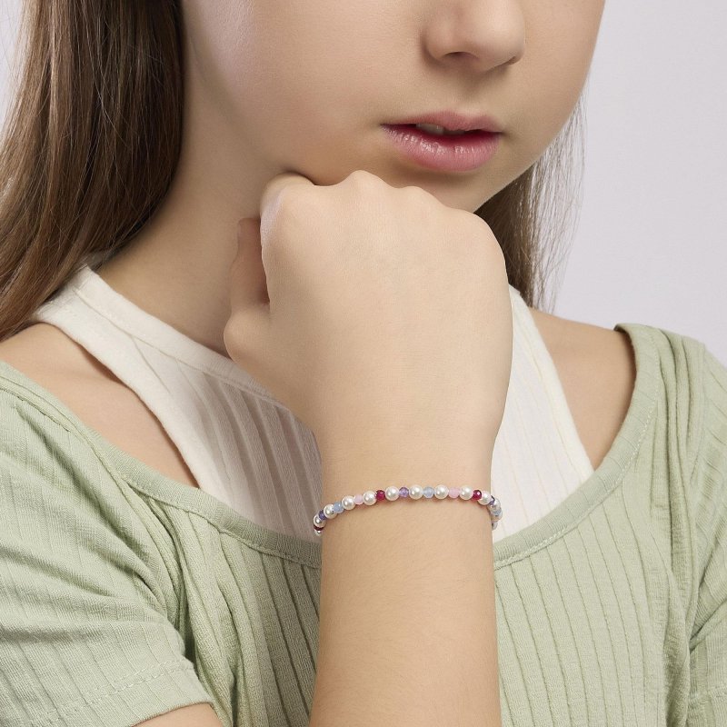 Mabina - Bracciale Da Bambina - Giada - Perle