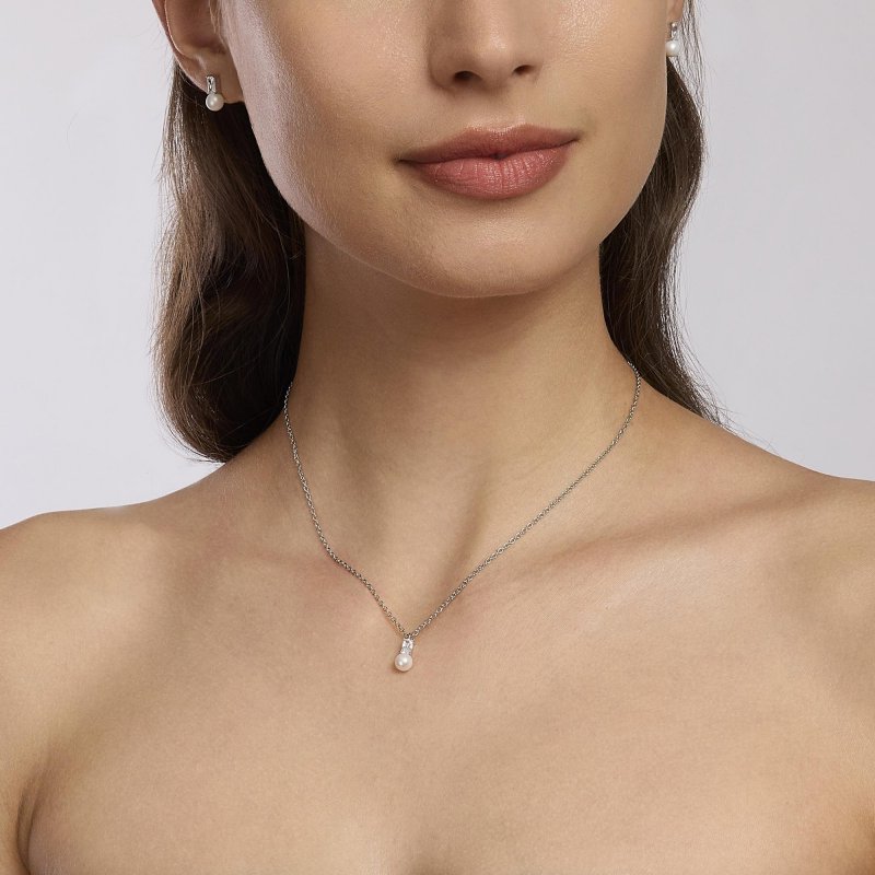 Mabina - Girocollo Con Perla Coltivata Mon Chéri - Argento 925 - Zircone