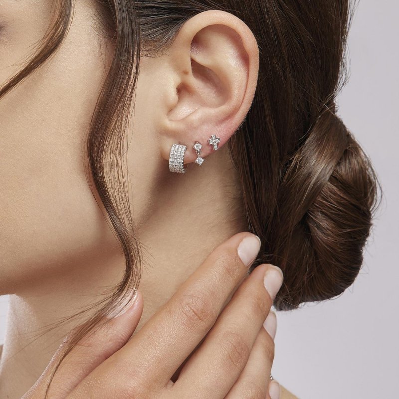 Mabina - Monorecchino Con Pendente - Zirconi - Argento