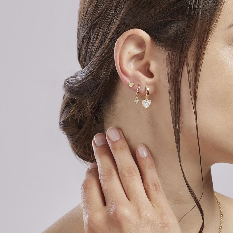 Mabina - Monorecchino A Cuore Dorato - Zirconi - Argento 925