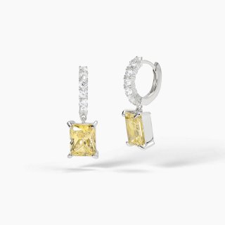 Mabina - Orecchini A Cerchio - Zircone Lemon - Taglio Princess