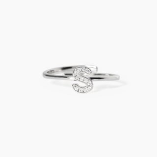 Mabina - Anello Regolabile Con Lettera S - Argento 925 - Zirconi