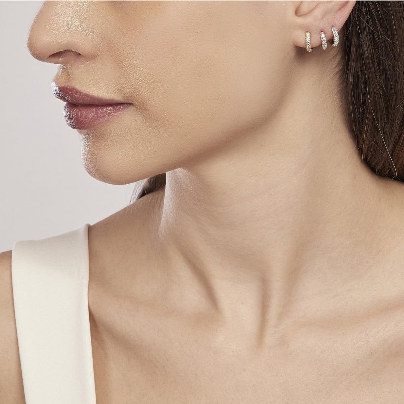 Mabina - Monorecchino A Cerchio - Pavé Di Zirconi - Argento