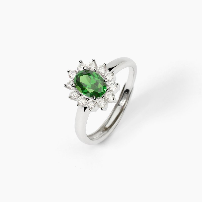 Mabina - Anello In Argento Con Smeraldo Sintetico - Cool Or Rétro?