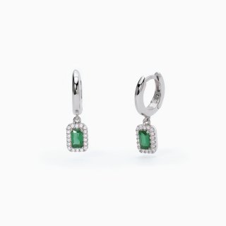 Mabina - Orecchini A Cerchio Con Smeraldo Sintetico - Argento - Zirconi