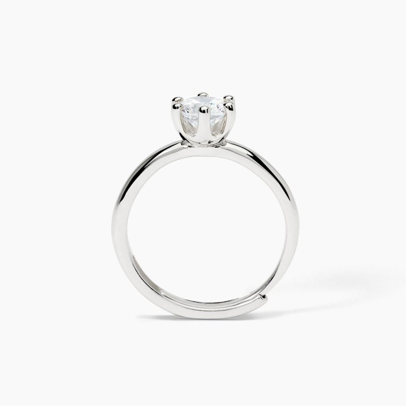 Mabina - Anello In Argento Con Zircone - Solitario - Regolabile