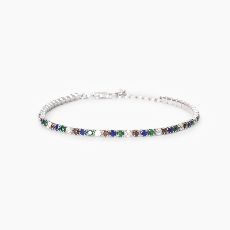 Mabina - Bracciale Tennis Uomo - Argento - Smeraldi