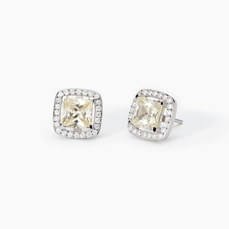 Mabina - Orecchini A Lobo In Argento - Zirconi Lemon - Cool Or Rétro?