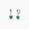 Mabina - Orecchini In Argento A Cerchio - Smeraldi Sintetici - Taglio Cuore
