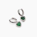 Mabina - Orecchini In Argento A Cerchio - Smeraldi Sintetici - Taglio Cuore