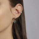 Mabina - Orecchini In Argento A Cerchio - Smeraldi Sintetici - Taglio Cuore