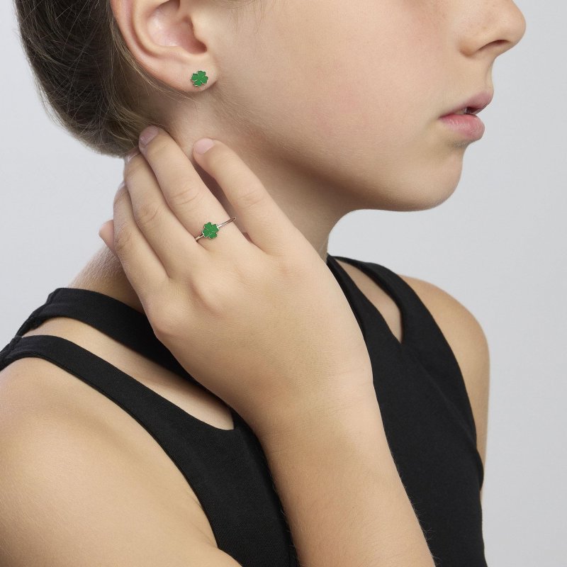 Mabina - Anello In Argento Con Quadrifoglio - Regolabile - Bimba