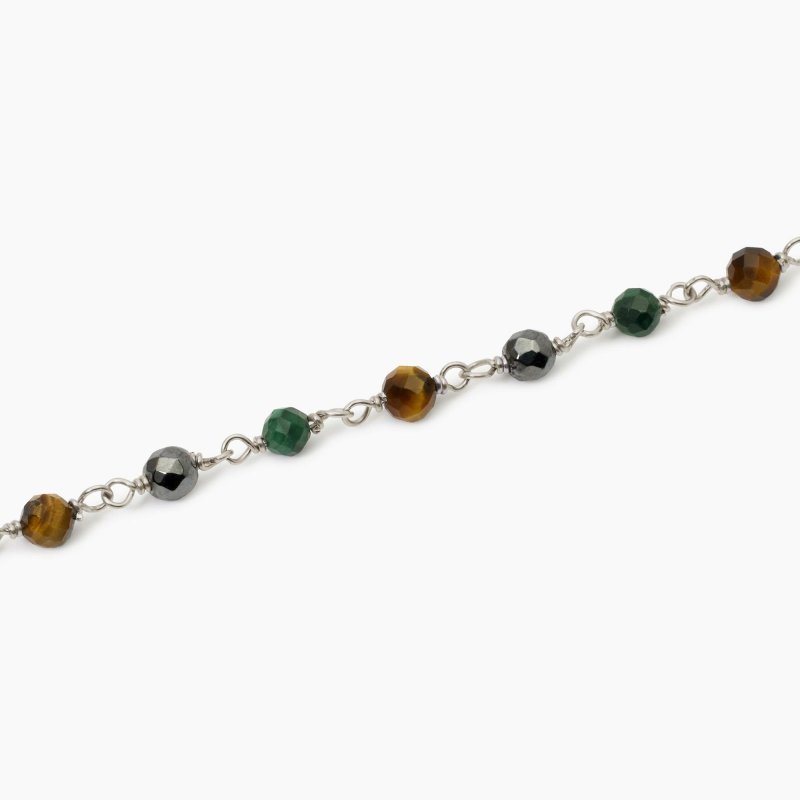 Mabina - Bracciale Uomo Con Malachite - Argento - Regolabile