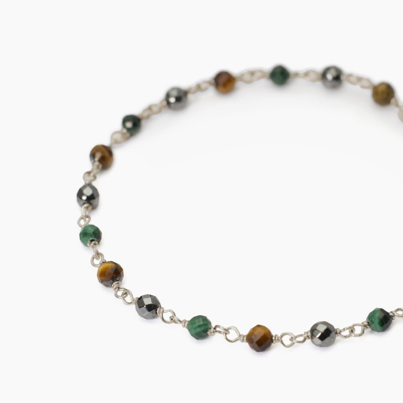 Mabina - Bracciale Uomo Con Malachite - Argento - Regolabile