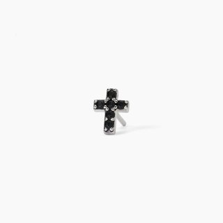 Mabina - Orecchino In Argento Con Croce - Zirconi Neri