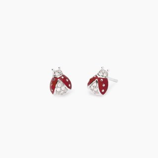 Mabina - Orecchini Con Coccinella Smaltata - Argento - Zirconi