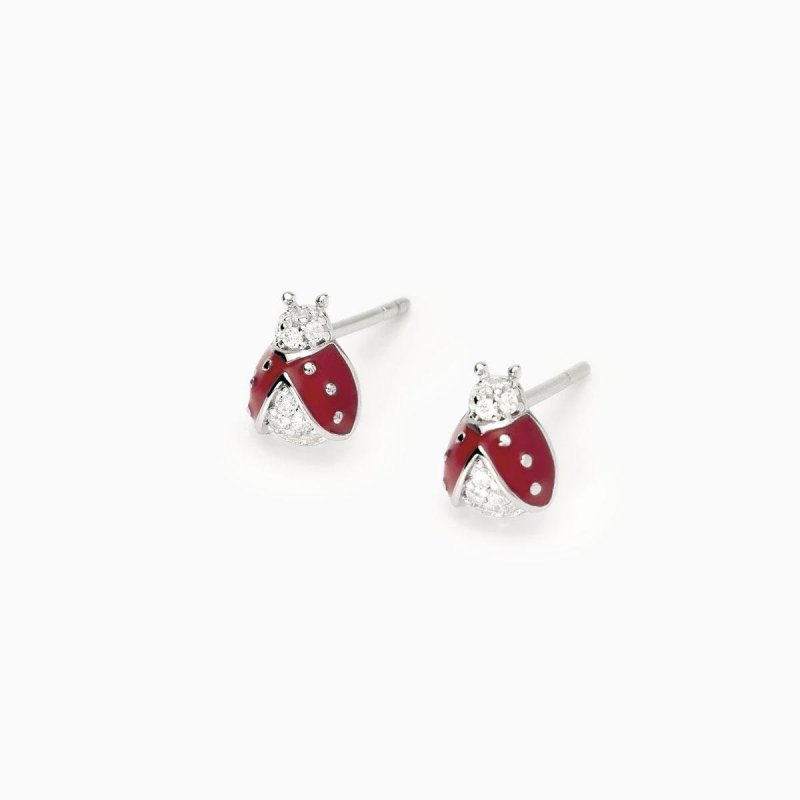 Mabina - Orecchini Con Coccinella Smaltata - Argento - Zirconi