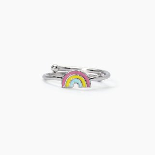 Mabina - Anello In Argento Con Arcobaleno - Regolabile - Bambina