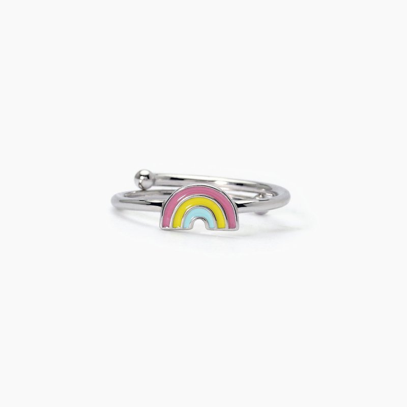 Mabina - Anello In Argento Con Arcobaleno - Regolabile - Bambina