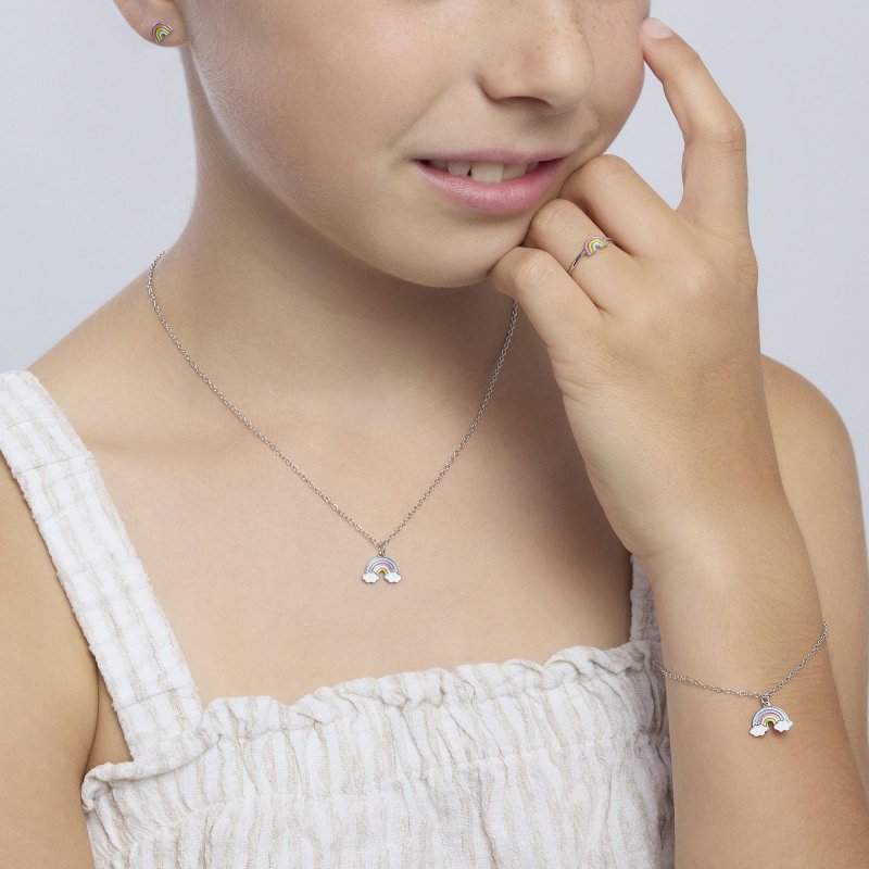 Mabina - Anello In Argento Con Arcobaleno - Regolabile - Bambina