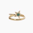 Mabina - Anello Stella Dorato - Agata Verde - Regolabile