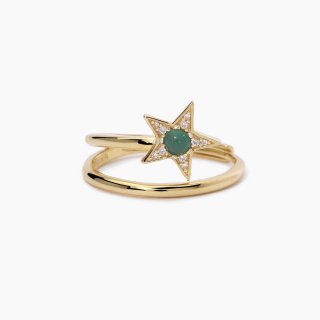 Mabina - Anello Stella Dorato - Agata Verde - Regolabile