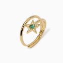 Mabina - Anello Stella Dorato - Agata Verde - Regolabile